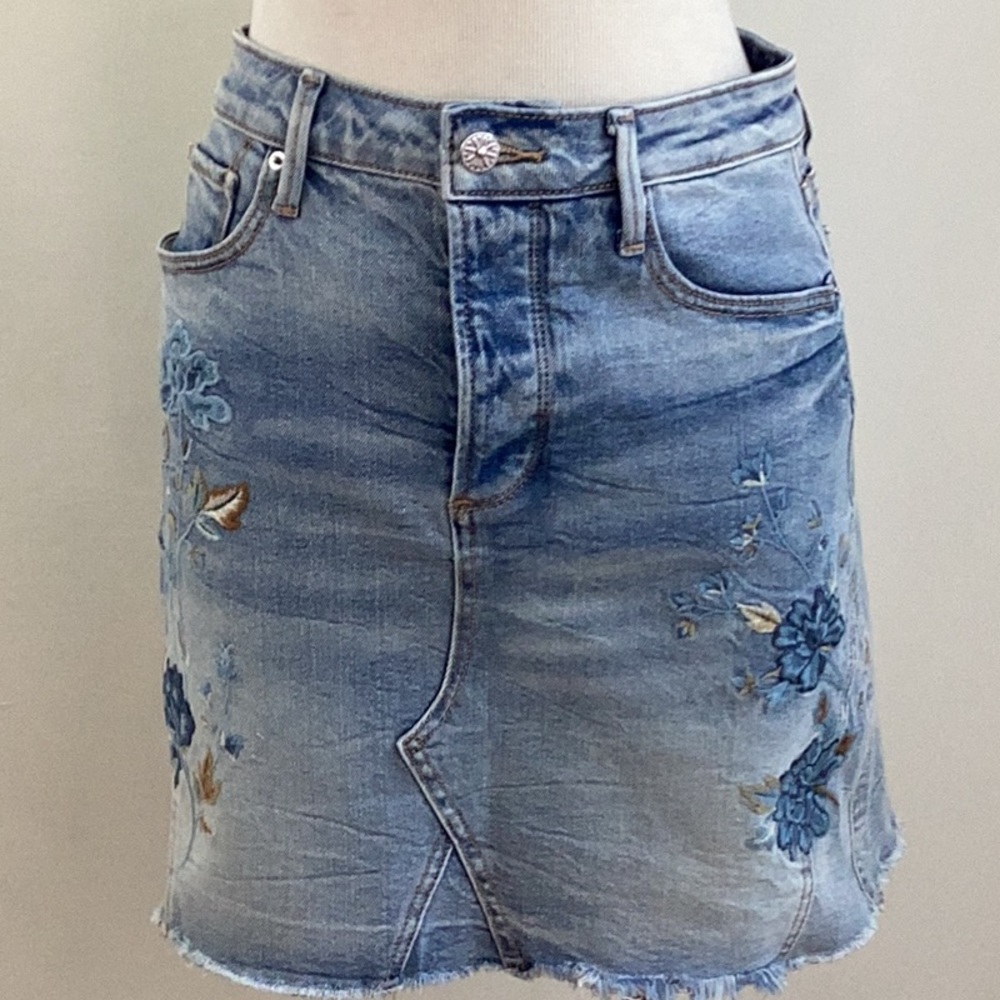 Embroidered Denim Skirt